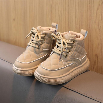 Μόδα παιδικές μπότες 2023 Φθινόπωρο/Χειμώνας Βρετανικό στυλ Μποτάκια με μονή επένδυση Ανάλαφρα παιδικά δερμάτινα παιδικά δερμάτινα παπούτσια για αγόρια