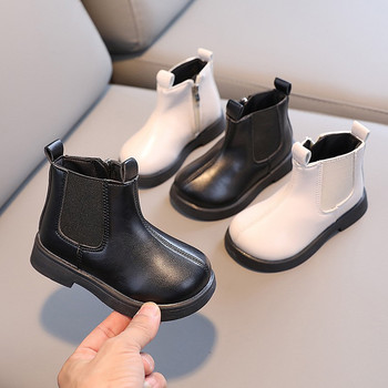 CUZULLAA Φθινοπωρινές χειμερινές μπότες παλίρροιας για κορίτσια Γούνινα Παιδικά Princess Chelsea Δερμάτινα Μποτάκια Αγόρια Λούτρινα μαύρα κοντά μποτάκια 22-31