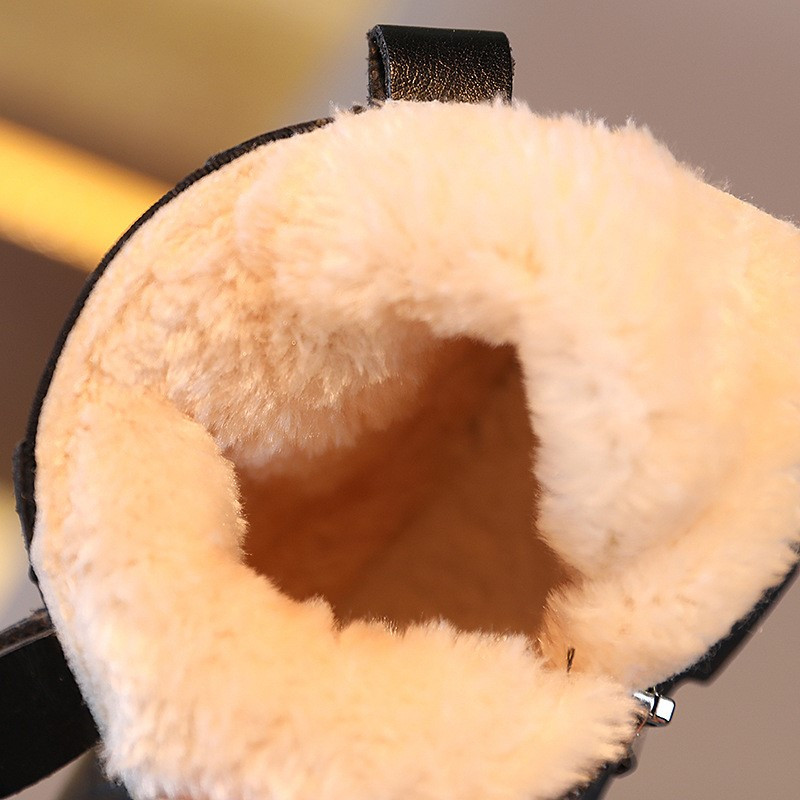 CUZULLAA Φθινοπωρινές χειμερινές μπότες παλίρροιας για κορίτσια Γούνινα Παιδικά Princess Chelsea Δερμάτινα Μποτάκια Αγόρια Λούτρινα μαύρα κοντά μποτάκια 22-31