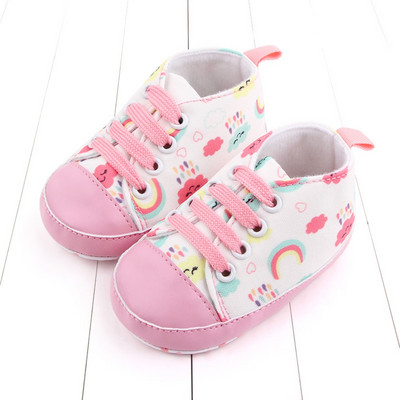 Baby Boys Girls  Soft-soled Toddler Infant First Walkers Cartoon Canvas Pattern Casual Sneaker Shoes Lace-up Shoe New Arrival
