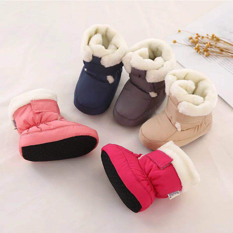 Mother Kids Baby Shoes First walkers Unisex Winter Warm Boots for Infant Baby Faux Fur Inner Snow Boots Toddler Prewalker Bootie