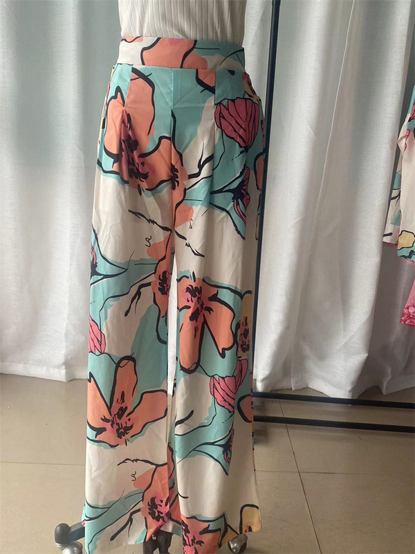 Naiste nööpidega avar särk, sirge jalaga pükste ülikond, pikkade varrukatega pluus, püksid, kaheosaline komplekt, kodurõivad, sisetükid, sügis