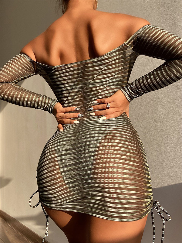 Μπικίνι Μαγιό Γυναικείο Μαγιό 2023 Νέο Three Pieces ριγέ μακρυμάνικο Cover Up Σετ μπικίνι Halter Μαγιό Μπικίνι παραλίας