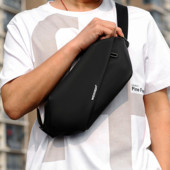 Ανδρική μοντέρνα τσάντα στήθους απλής σχεδίασης Τσάντα αγγελιοφόρου μονής εξωτερικής χρήσης, αδιάβροχη δερμάτινη φορητή τσάντα αποθήκευσης τηλεφώνου