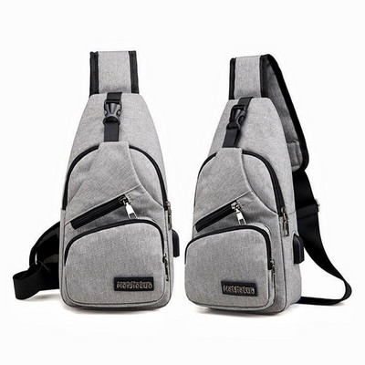 Ανδρική τσάντα ώμου Messenger Τσάντα νάιλον τσάντα στήθους φόρτισης USB Ανδρική αντικλεπτική καμβάς τσάντα μικρών αποσκευών Leisure