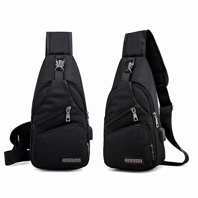 Ανδρική τσάντα ώμου Messenger Τσάντα νάιλον τσάντα στήθους φόρτισης USB Ανδρική αντικλεπτική καμβάς τσάντα μικρών αποσκευών Leisure