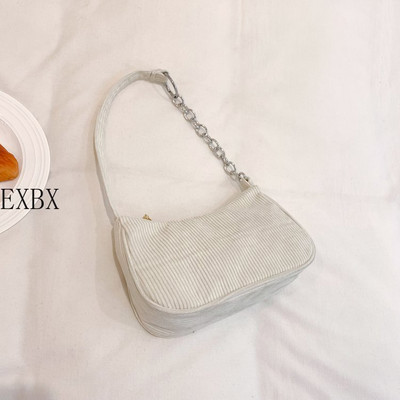 2023 Fashion Vintage γυναικείες τσάντες Κοτλέ τσάντα μασχάλης Casual γυναικείες τσάντες ώμου Μονόχρωμο φερμουάρ Γυναικεία τσάντα συμπλέκτη