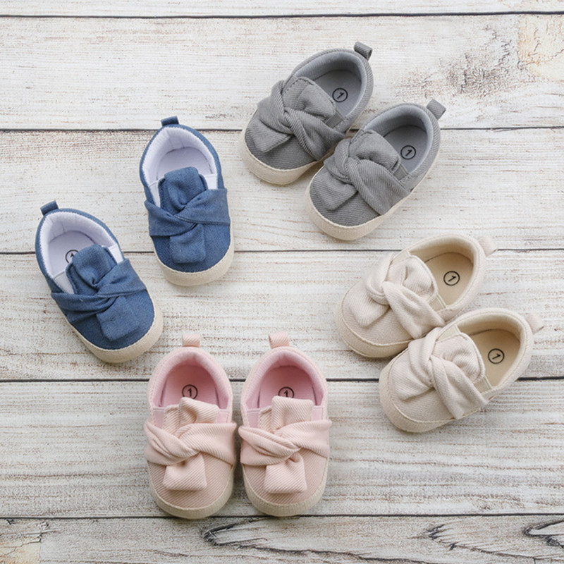Βρεφικά παπούτσια Άνετα μαλακά βρεφικά νήπια Bowknot αναπνέουσα αντιολισθητική μαλακή σόλα Prewalker Flat παπούτσια Baby casual παπούτσια