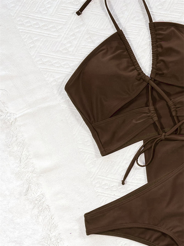 Μαγιό Γυναικεία Μαγιό Μπικίνι Τριών Τεμαχίων 2023 Νέο Σετ μπικίνι με μασίφ halter Cover Up με φούστες Μαγιό Γυναικείο μπικίνι