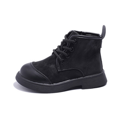 παιδικά κοριτσίστικα μποτάκια μαύρα για κορίτσια Αγόρια Lace Up Zip Φθινοπωρινά παπούτσια 2023 παιδικά τετράγωνο τακούνι αντιολισθητικό συνονθύλευμα Sneakers 26-36