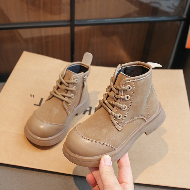 παιδικά κοριτσίστικα μποτάκια μαύρα για κορίτσια Αγόρια Lace Up Zip Φθινοπωρινά παπούτσια 2023 παιδικά τετράγωνο τακούνι αντιολισθητικό συνονθύλευμα Sneakers 26-36