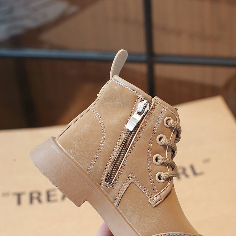 παιδικά κοριτσίστικα μποτάκια μαύρα για κορίτσια Αγόρια Lace Up Zip Φθινοπωρινά παπούτσια 2023 παιδικά τετράγωνο τακούνι αντιολισθητικό συνονθύλευμα Sneakers 26-36