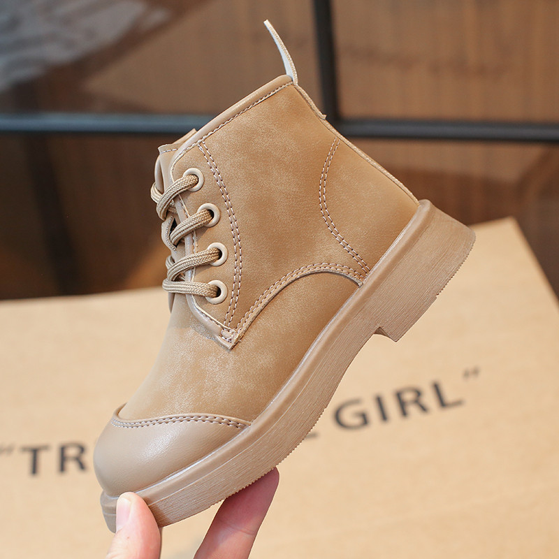 παιδικά κοριτσίστικα μποτάκια μαύρα για κορίτσια Αγόρια Lace Up Zip Φθινοπωρινά παπούτσια 2023 παιδικά τετράγωνο τακούνι αντιολισθητικό συνονθύλευμα Sneakers 26-36