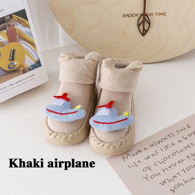 Παιδικές κάλτσες με λαστιχένιες σόλες για νήπια Παιδικά μωρά αγόρια Παπούτσια First Walkers Warm Terry Thicken Παντόφλες Βρέφη Κορίτσι Χειμώνας