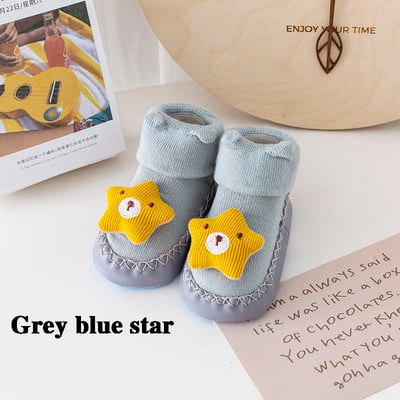 Παιδικές κάλτσες με λαστιχένιες σόλες για νήπια Παιδικά μωρά αγόρια Παπούτσια First Walkers Warm Terry Thicken Παντόφλες Βρέφη Κορίτσι Χειμώνας