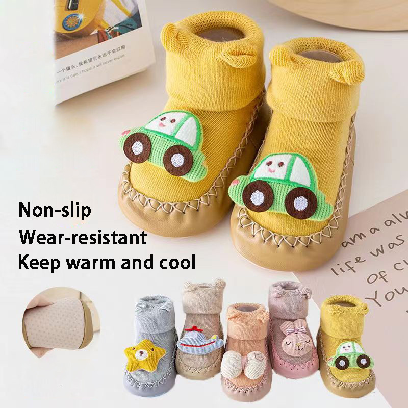 Παιδικές κάλτσες με λαστιχένιες σόλες για νήπια Παιδικά μωρά αγόρια Παπούτσια First Walkers Warm Terry Thicken Παντόφλες Βρέφη Κορίτσι Χειμώνας
