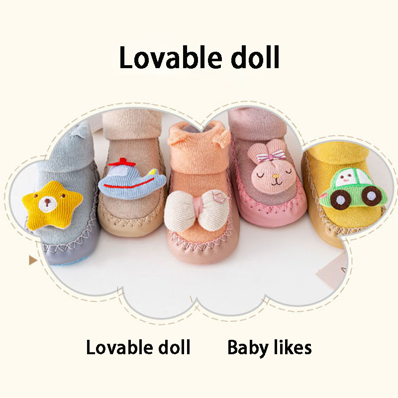Παιδικές κάλτσες με λαστιχένιες σόλες για νήπια Παιδικά μωρά αγόρια Παπούτσια First Walkers Warm Terry Thicken Παντόφλες Βρέφη Κορίτσι Χειμώνας