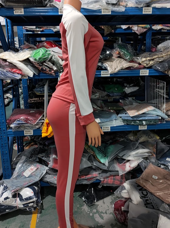 Jesenný set z dvoch dielov, dámske outfity OTTD, farebne blokovaný top s dlhým rukávom, okrúhlym výstrihom a športové úzke nohavice so sťahovacou šnúrkou