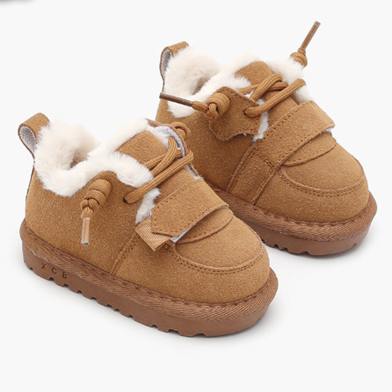 Βρεφικά ζεστά βαμβακερά παπούτσια Χειμερινά νέου στυλ Χοντρές βελούδινες κοντές μπότες για αγόρια και κορίτσια, αντιολισθητικές, μαλακές σόλες, παιδικές μπότες χιονιού