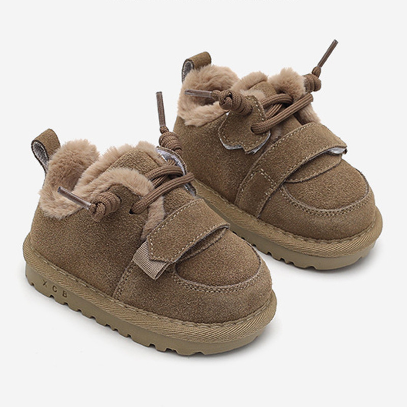 Βρεφικά ζεστά βαμβακερά παπούτσια Χειμερινά νέου στυλ Χοντρές βελούδινες κοντές μπότες για αγόρια και κορίτσια, αντιολισθητικές, μαλακές σόλες, παιδικές μπότες χιονιού