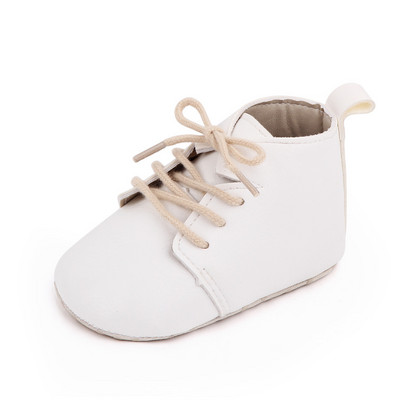 Νέα δερμάτινα παπούτσια για μωρά PU Unisex με μαλακή σόλα με κορδόνια για νεογέννητα παιδικά παπούτσια για κοριτσάκια First Walkers Retro casual για αγόρια