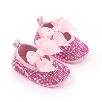 Чисто нови обувки със сребърни кристали за бебета и момичета, новородени обувки с перли, мека подметка, обувки за принцеси за малки деца, бебешки обувки за първи път