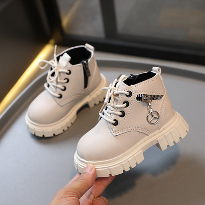 Παιδικά μποτάκια Martin Ανοιξιάτικα και Φθινοπωρινά Νέα Παπούτσια Βρεφικά για Αγόρια Δερμάτινα τοπ κοντές μπότες Κοριτσίστικες μπότες με φερμουάρ στο πλάι Μικρό κίτρινο μποτάκι