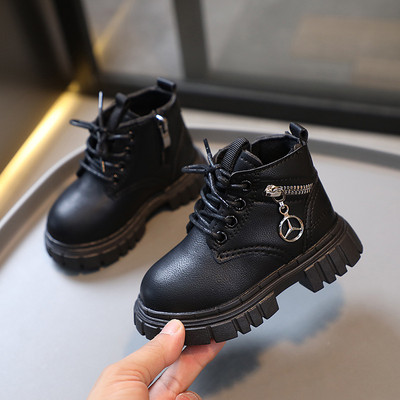 Παιδικά μποτάκια Martin Ανοιξιάτικα και Φθινοπωρινά Νέα Παπούτσια Βρεφικά για Αγόρια Δερμάτινα τοπ κοντές μπότες Κοριτσίστικες μπότες με φερμουάρ στο πλάι Μικρό κίτρινο μποτάκι