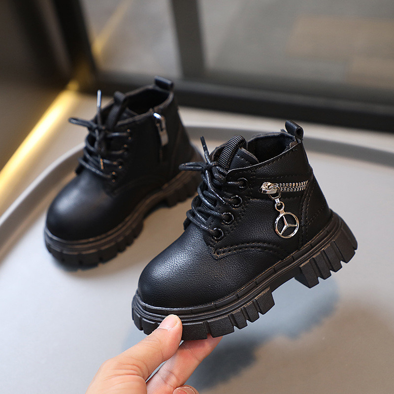 Παιδικά μποτάκια Martin Ανοιξιάτικα και Φθινοπωρινά Νέα Παπούτσια Βρεφικά για Αγόρια Δερμάτινα τοπ κοντές μπότες Κοριτσίστικες μπότες με φερμουάρ στο πλάι Μικρό κίτρινο μποτάκι