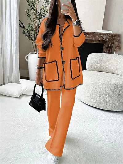 Tossy White Patchwork Fashion Two Piece Straight Legg Γυναικείες χαλαρές αντίθεση Casual streetwear Φθινοπωρινά σετ γυναικεία παντελόνια ψηλόμεση