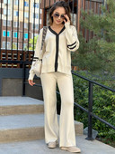 Tossy Casual Loose 2 Piece-Set Πλεκτά Αντίθεση για Γυναικεία Ενδύματα και Φαρδιά Παντελόνια Κομμώσεις Μόδα Πλεκτά Σετ Γυναικεία Παντελόνια