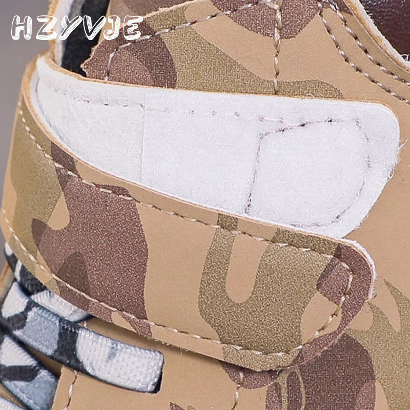 Cizme de camuflaj de toamnă și iarnă pentru băieți adolescenți Pantofi pentru copii Cizme scurte de pluș calde de mărime medie Cizme Martin rezistente la uzură