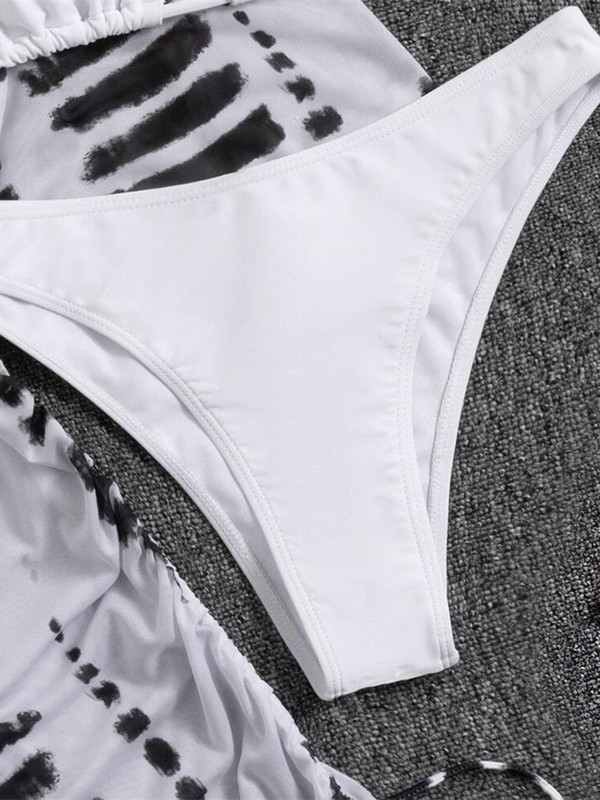 Μπικίνι 3 τεμαχίων Γυναικείο μαγιό 2023 Νέο Cover Up Μαγιό Κορδόνι Κορδόνι Κορδόνι Στρινγκ Ψηλόμεση Σετ μπικίνι Μαγιό Beach