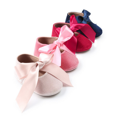 Naujagimių mergaičių batai First Walker PU Princess Bowknot juostelės suknelės batai neslystantys guminis padas lopšių batų mokasinai