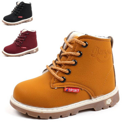 2021 Hot Selling Παιδικές Μπότες Δερμάτινα Παπούτσια Αγόρια Φθινόπωρο Χειμώνας Ζεστά βαμβακερά παπούτσια Fashion Girls Παιδικές μπότες Αντιολισθητικές