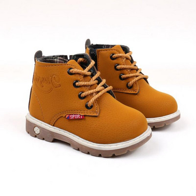 2021 Hot Selling Παιδικές Μπότες Δερμάτινα Παπούτσια Αγόρια Φθινόπωρο Χειμώνας Ζεστά βαμβακερά παπούτσια Fashion Girls Παιδικές μπότες Αντιολισθητικές