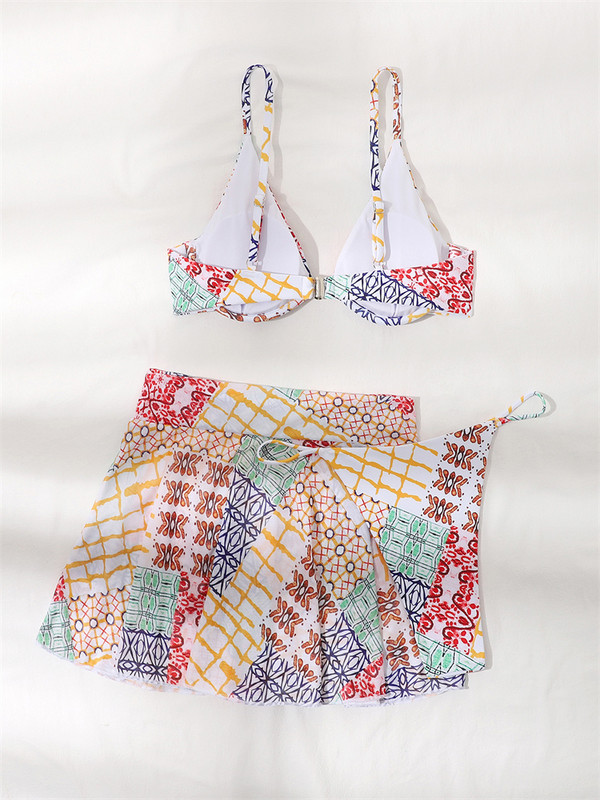 Three Pieces Bikini 2023 Νέο Μαγιό Γυναικεία Μαγιό με Φούστες Σετ μπικίνι Cover Up Μαγιό Γυναικείο Biquini Beach Καλοκαίρι