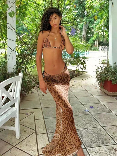 Bikini Costum de baie din trei piese Costume de baie pentru femei 2023 Set de bikini cu dungi cu zebră sexy cu fuste Costum de baie triunghi pentru acoperirea plajei