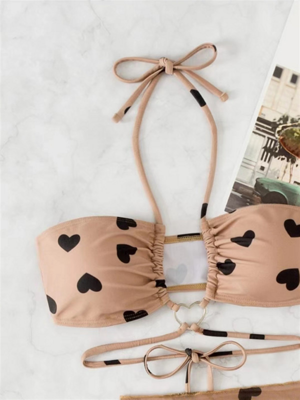 Dámske trojdielne plavky, set 2023, nové bikiny s obväzom a halterom, zakrývajúce plavky so sukňami, dámske bikiny