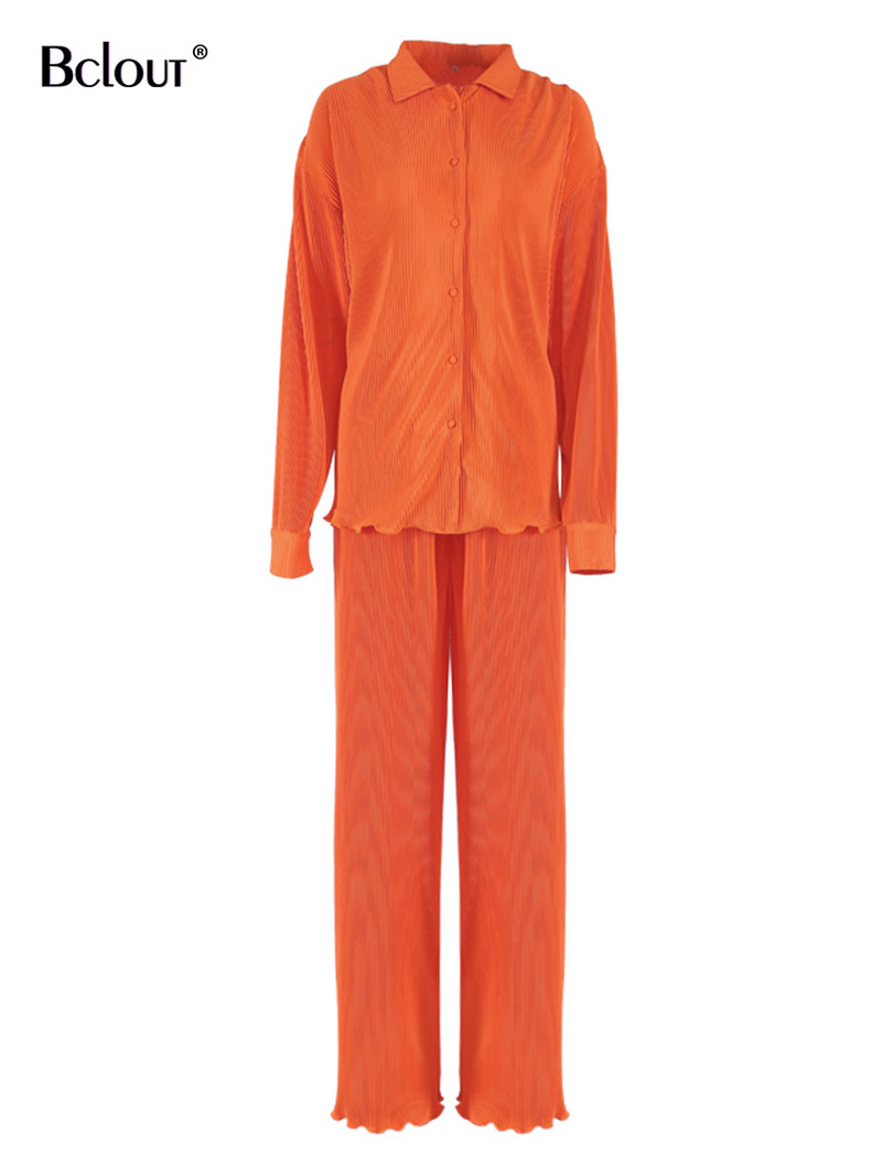 Jesenné skladané nohavice Bclout, dvojdielne sety, dámske outfity, voľné blúzky s dlhým rukávom, párty, nohavice s vysokým pásom, obleky pre ženy od 2000 rokov