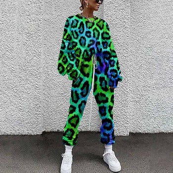 Άνοιξη 2023 Γυναικεία Leopard Tie Dye αθλητική φόρμα δύο τεμαχίων Γυναικεία casual fashion print Πουλόβερ μακρυμάνικα streetwear κοστούμια