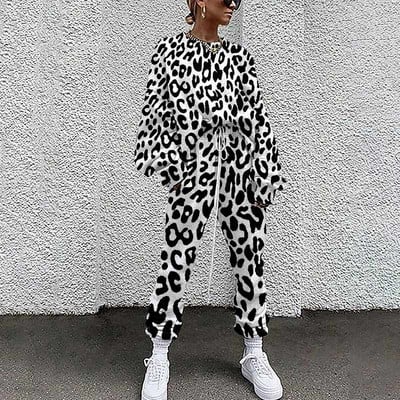 Άνοιξη 2023 Γυναικεία Leopard Tie Dye αθλητική φόρμα δύο τεμαχίων Γυναικεία casual fashion print Πουλόβερ μακρυμάνικα streetwear κοστούμια