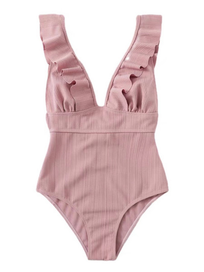 2023 Σέξι μονόχρωμο γυναικείο μαγιό Push Up Lace Up Bodysuit Βραζιλιανό μαγιό με πλάτη με λαιμόκοψη V λαιμόκοψη