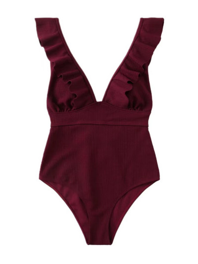 2023 Σέξι μονόχρωμο γυναικείο μαγιό Push Up Lace Up Bodysuit Βραζιλιανό μαγιό με πλάτη με λαιμόκοψη V λαιμόκοψη