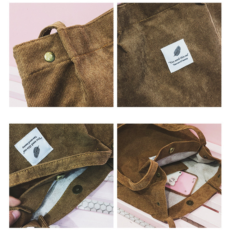 Dropshipping Κοτλέ τσάντα ώμου Επαναχρησιμοποιήσιμες τσάντες αγορών Casual tote Γυναικεία τσάντα ντιζάιν τσάντες για γυναίκες