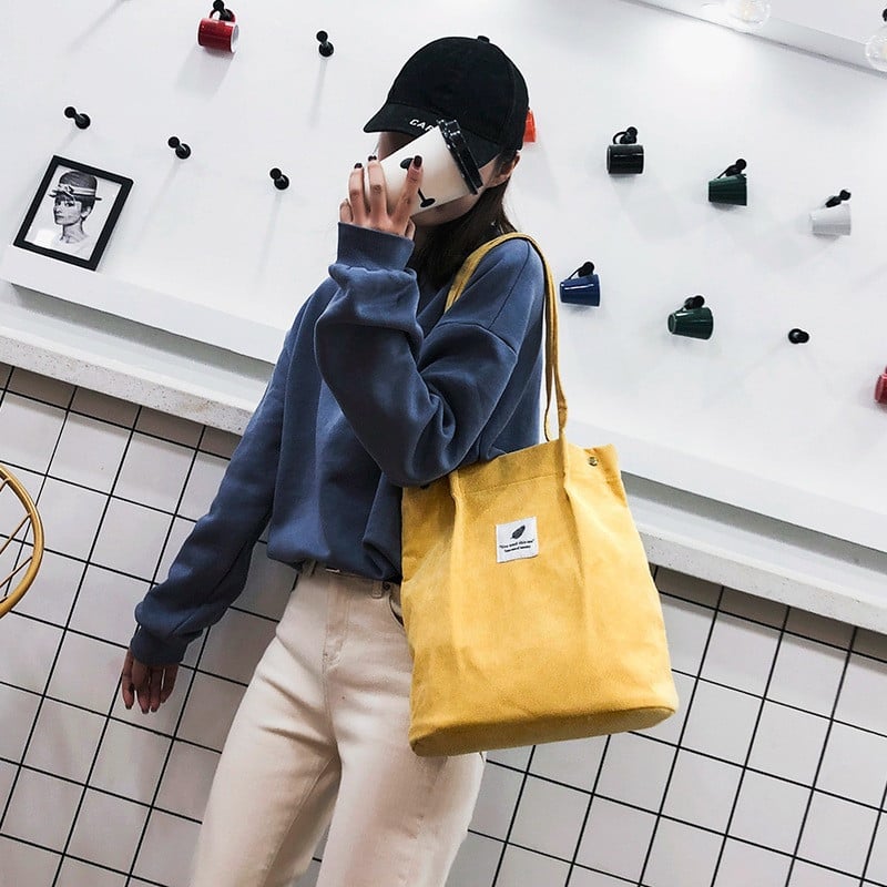 Dropshipping Κοτλέ τσάντα ώμου Επαναχρησιμοποιήσιμες τσάντες αγορών Casual tote Γυναικεία τσάντα ντιζάιν τσάντες για γυναίκες