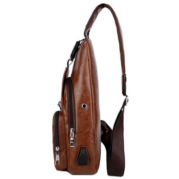 PU Δερμάτινη τσάντα Messenger Ανδρική τσάντα στήθους Vintage χιαστί τσάντα ώμου Ανδρικές επαγγελματικές τσάντες σφεντόνας Ανδρικές τσάντες ταξιδιού Casual στήθος