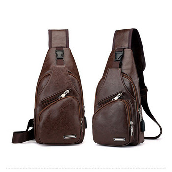 PU Δερμάτινη τσάντα Messenger Ανδρική τσάντα στήθους Vintage χιαστί τσάντα ώμου Ανδρικές επαγγελματικές τσάντες σφεντόνας Ανδρικές τσάντες ταξιδιού Casual στήθος