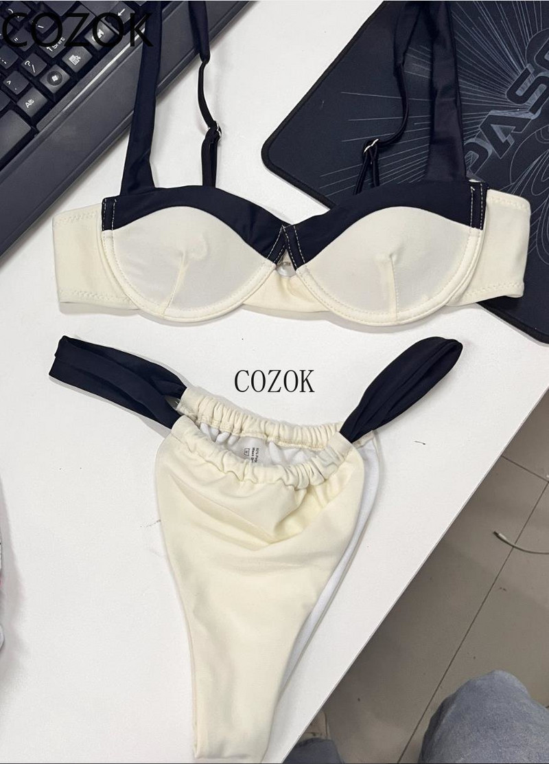 COZOK 2023 Καλοκαίρι νέα γυναικεία μαγιό Sexy Bikini Δύο τεμαχίων με λουράκι με αντίθεση χρώματος ρούχα παραλίας
