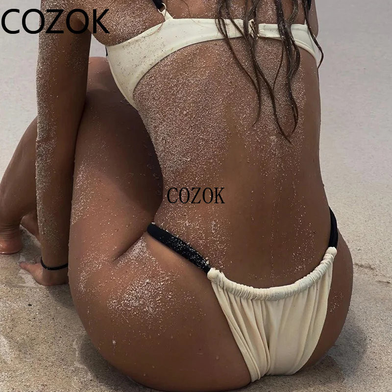 COZOK 2023 Καλοκαίρι νέα γυναικεία μαγιό Sexy Bikini Δύο τεμαχίων με λουράκι με αντίθεση χρώματος ρούχα παραλίας